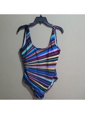 Colorful Striped One-Piece Swimsuit Size 3xl